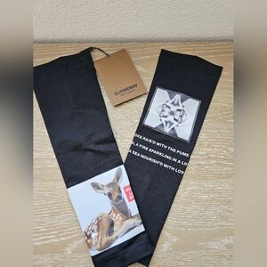 Burberry NWT Stretch Bonded Nylon Jersey Arm Warm S/M Black Deer Print